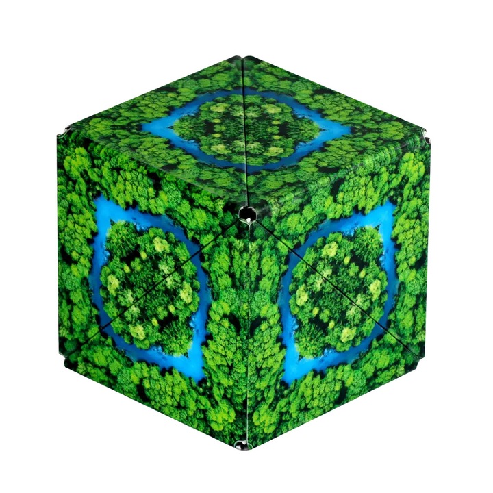 Shashibo interaktív mágneses kocka, 70 forma, dzsungel design, 6x6cm