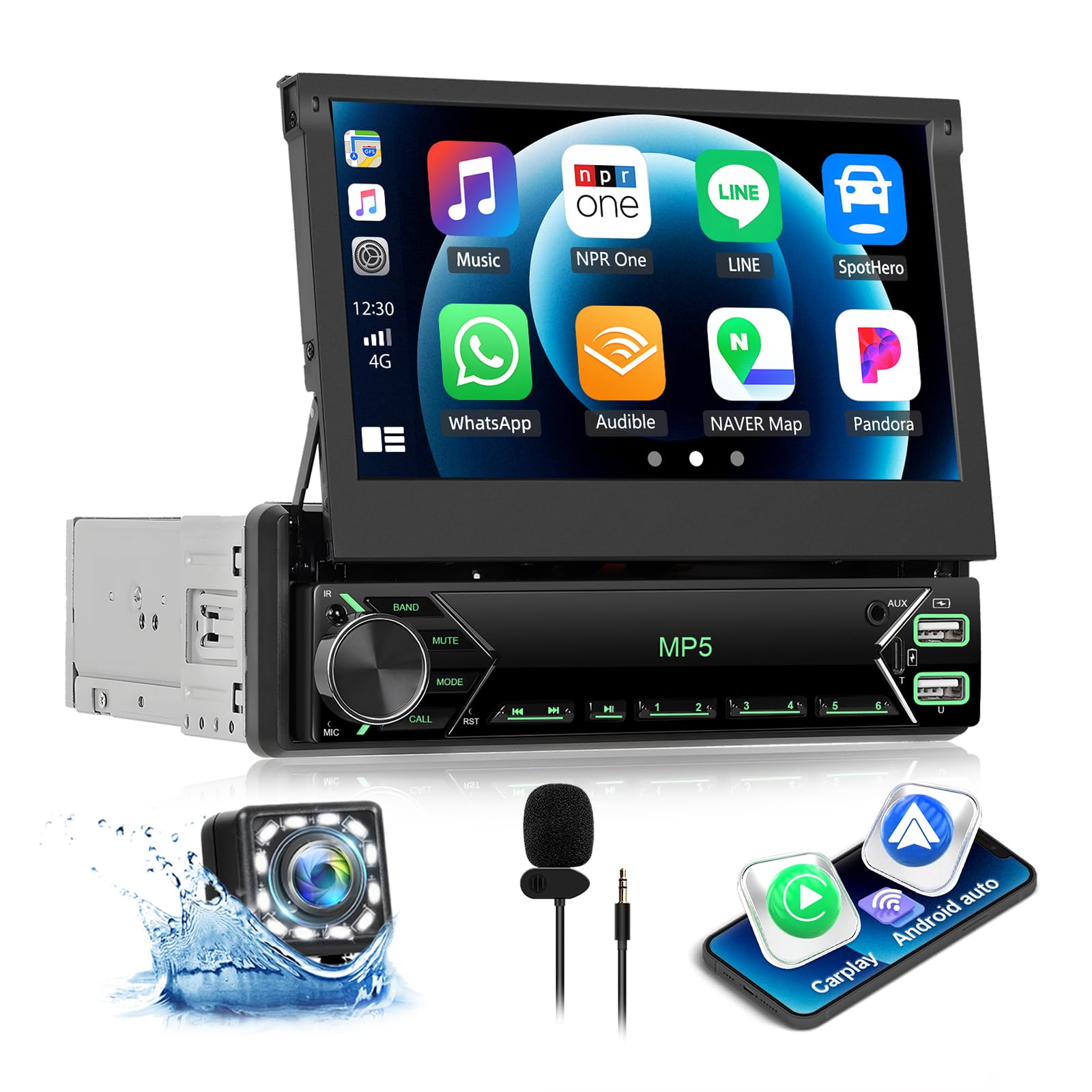 Radio Auto Camecho 1 Din cu Ecran Tactil 7 Inch, Bluetooth, Wireless ...