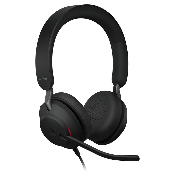 Casti cu fir Jabra Evolve2 40 SE, USB Type-C / USB Type-A, negru, set cu 2 perne pentru urechi