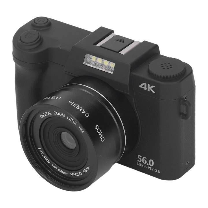 Dpofirs 4K videokamera, kompakt, autofókuszos 56MP, 16X zoom