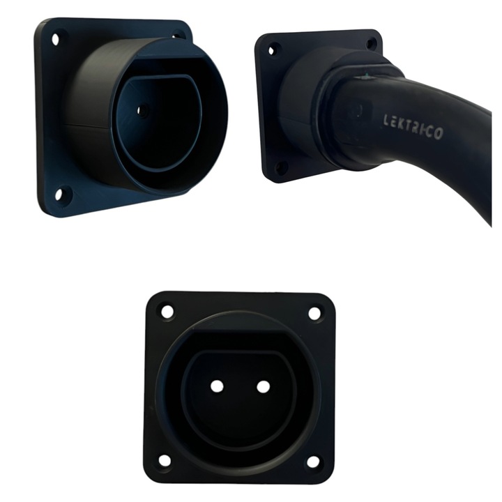 Suport Simplu Type 2 pentru cablu incarcare masini Electrice si PHEV, plastic, Culoare Negru, Suruburi de fixare incluse