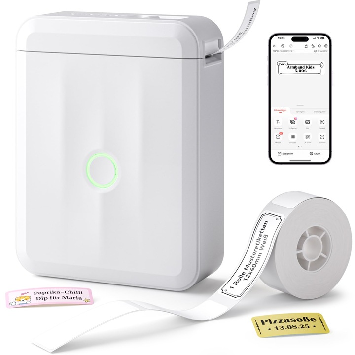 Niimbot D110 címkenyomtató, hordozható, Bluetooth, fehér