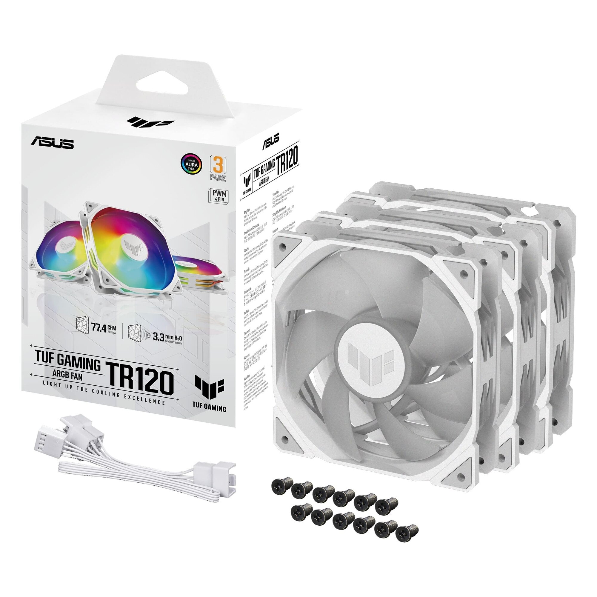 Ventilator PC ASUS TUF Gaming TR120 ARGB, alb, set de 3