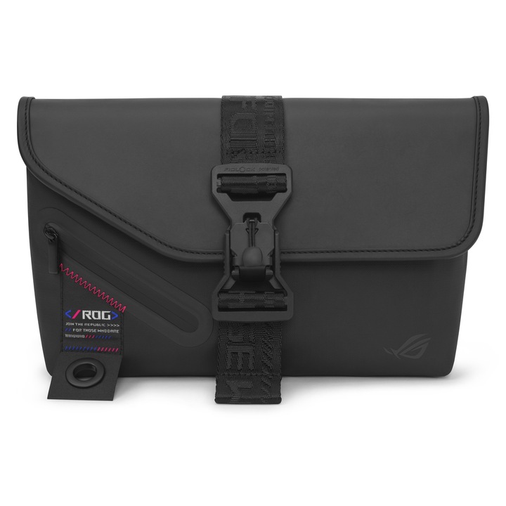 Geanta laptop, ASUS, ROG SLASH Sling Bag 2.0, 290x60x202mm, unisex, Poliuretan, Negru