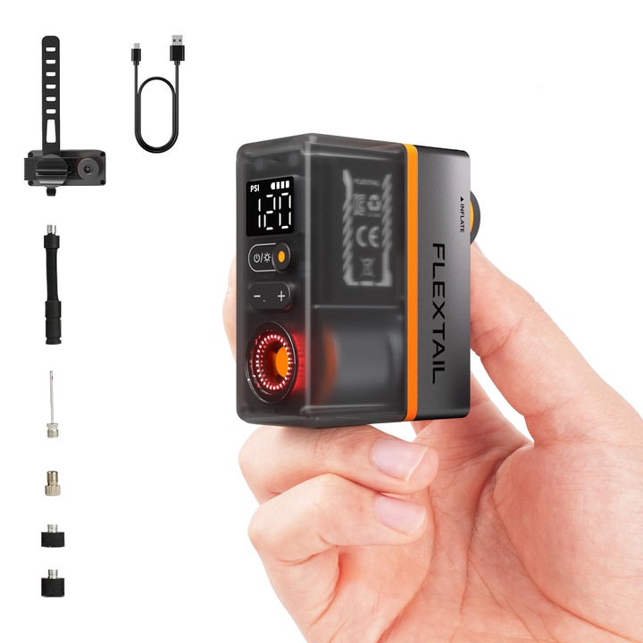 Flextailgear elektromos gumiabroncs-pumpa, mini, 120 PSI, automatikus leállítás, 125G, nyomásmérővel, kerékpárokhoz és labdákhoz