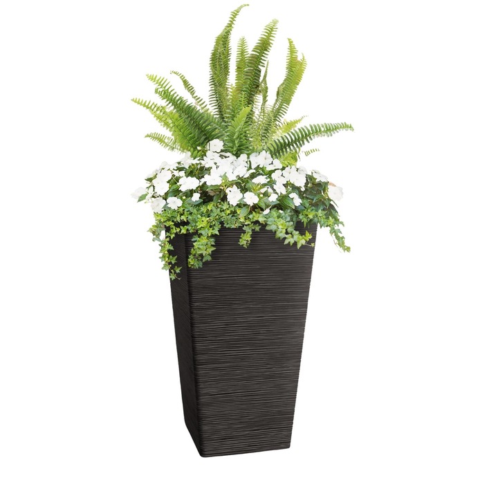 Ghiveci de flori, e-floor, 33x33x61cm, Negru, Rezistenta la inghet, Ecologica, Perfect Pentru Terasa Sau Gradina, Universal, Design modern, Material Robust si Durabil