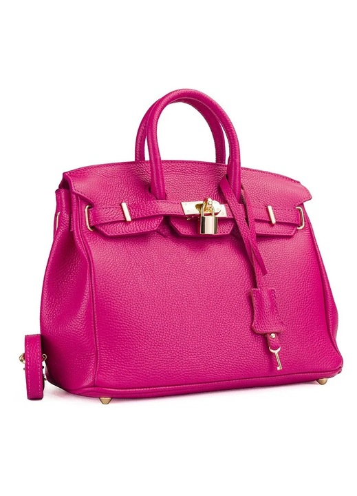 Poseta Piele Mini Edith - Fucsia, Geanta Casual din Piele Naturala, Geanta, Genti