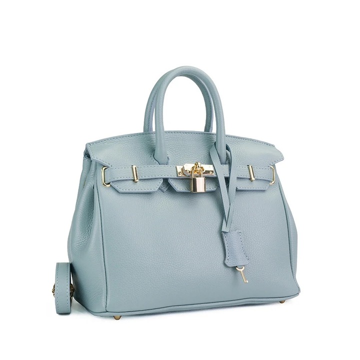 Poseta Piele Mini Edith - Bleu, Geanta Casual din Piele Naturala, Geanta, Genti