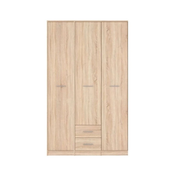 Dulap Nepo SZF3D2SN, 3 Usi si 2 Seratre, 118 x 54 x 196 cm, culoare Stejar Sonoma