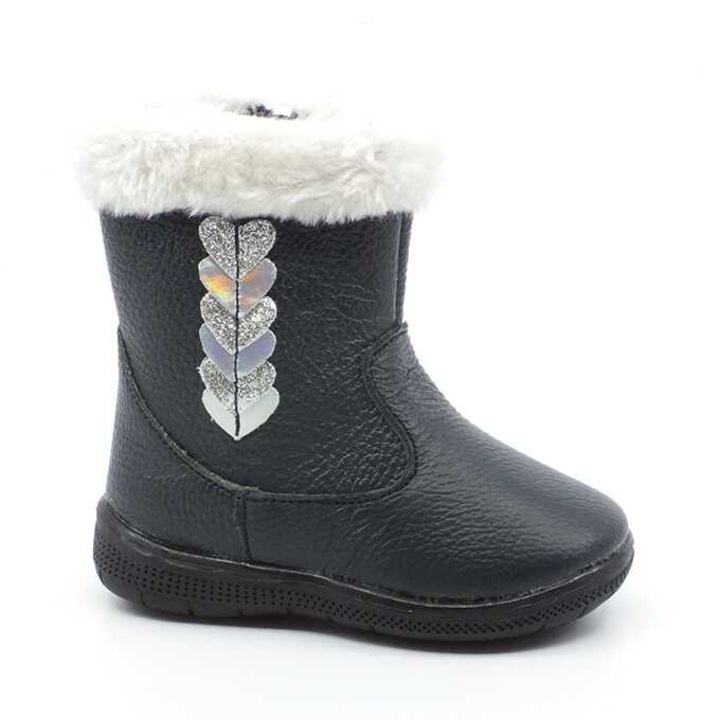 Cizme pentru copii din piele naturala Happy Bee cu inchidere cu fermoar, captuseala calda, model versatil C3