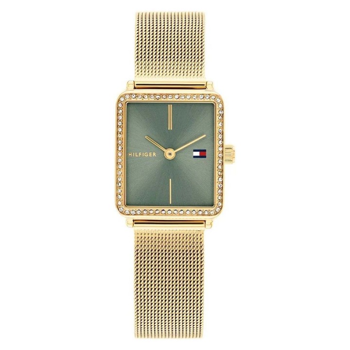 Ceas dama, Tommy Hilfiger, 1782791, verde / auriu, 21x7mm, rezistent la apa 30m