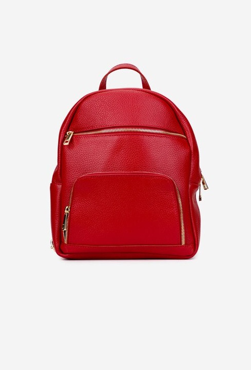 Rucsac dama, Made in Italy, piele naturala, rosu, 29x25x11cm