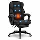 Scaun Birou Premium, Scaun Directorial Ergonomic Din Material Textil Rezistent, Masaj Si Incalzire In 7 Puncte Cu Telecomanda, Rabatabil 90-150°, Perna Sezut, Suport Picioare, Mecanism Multifunctional, Roti PU Silentioase, Scaun Birou Negru