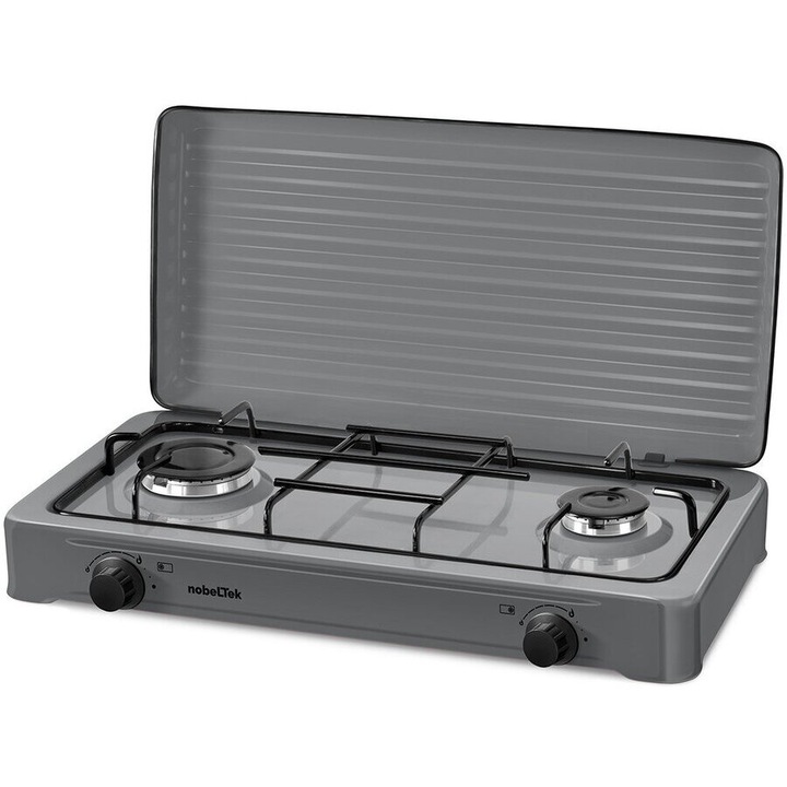 Plita exterior NobeLTek NLT PE2GS, gaz, 2 arzatoare, gri