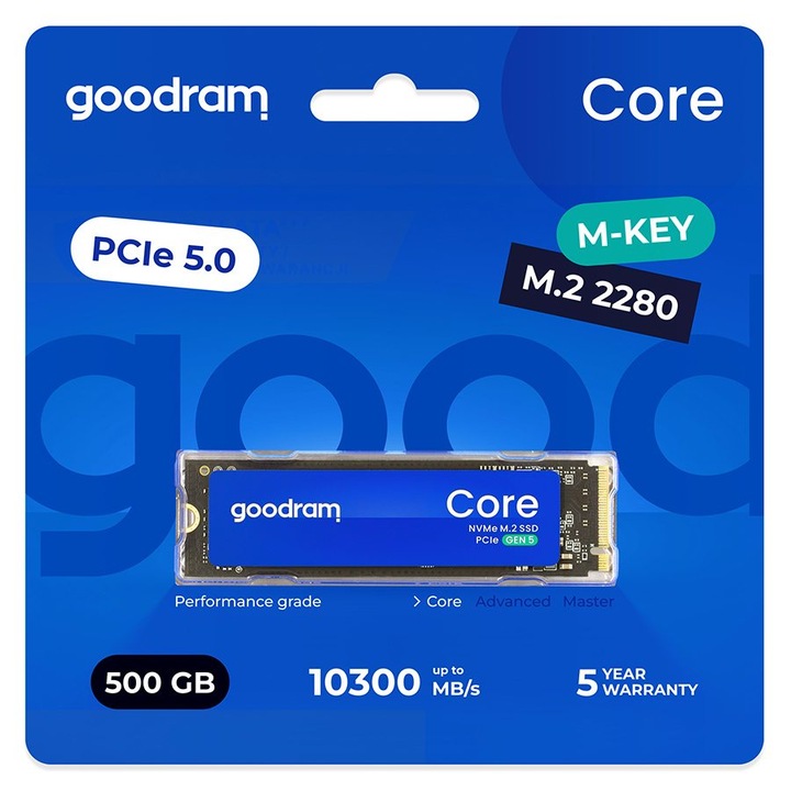 SSD Goodram 500 GB M.2 PCI Express 5.0 NVMe 9300 MB/s, 22x80mm