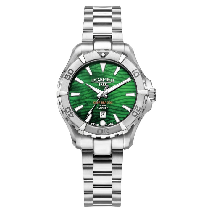 Ceas dama, Roamer, verde / argintiu, 34x9mm, otel inoxidabil