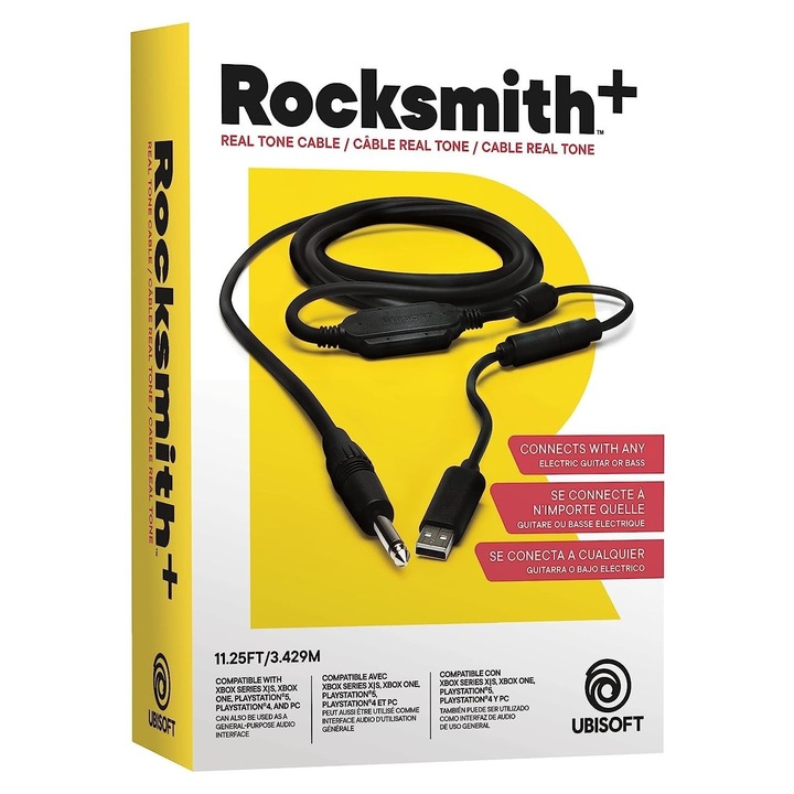 Ubi Soft Rocksmith Real Tone kábel – Hivatalos USB gitárkábel a Rocksmith játékhoz – Kompatibilis PC-vel, Mac-kel, Xbox-szal és Playstation-nel – Kiváló minőségű, tartós és könnyen használható