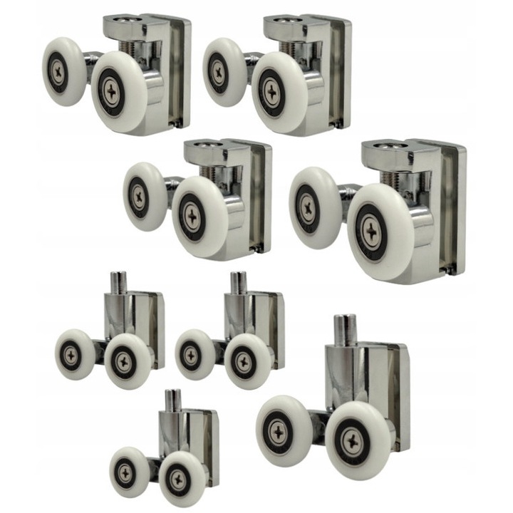 Set 8 role duble, metal, pentru cabina de dus, 23 mm, Livorza®