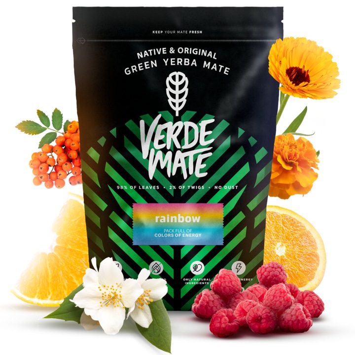 Чай Yerba Mate Verde Mate, Rainbow, сушен на въздух, лек, идеален за начинаещи, 400 г