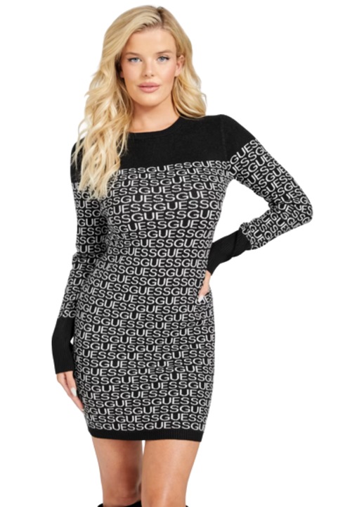 Плетена рокля, GUESS, Muna, черна, размер XS