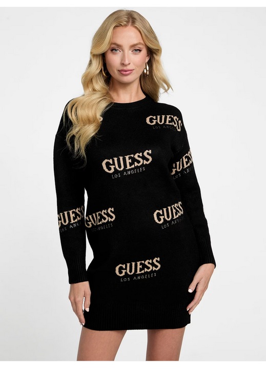 Rochie tricotata, GUESS, Cateryn, neagra, Negru, L