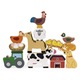 Figurine de joacă din lemn - Viga Toys, fermă, 12 figurine, săculeț textil, potrivite pentru 18+ luni