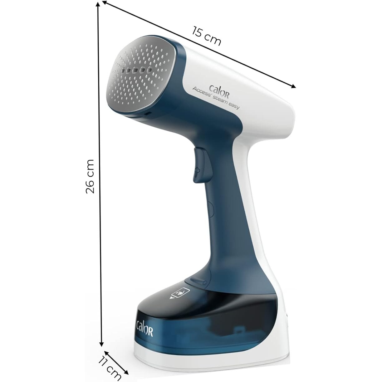 Aparat de calcat cu abur Calor Access Steam Easy DT7170C0, 1400 W, putere abur 25 g/min, timp de incalzire 15 secunde, perii din microfibra anti-praf, pentru tesaturi groase si sensibile, carlige pentru usa, albastru
