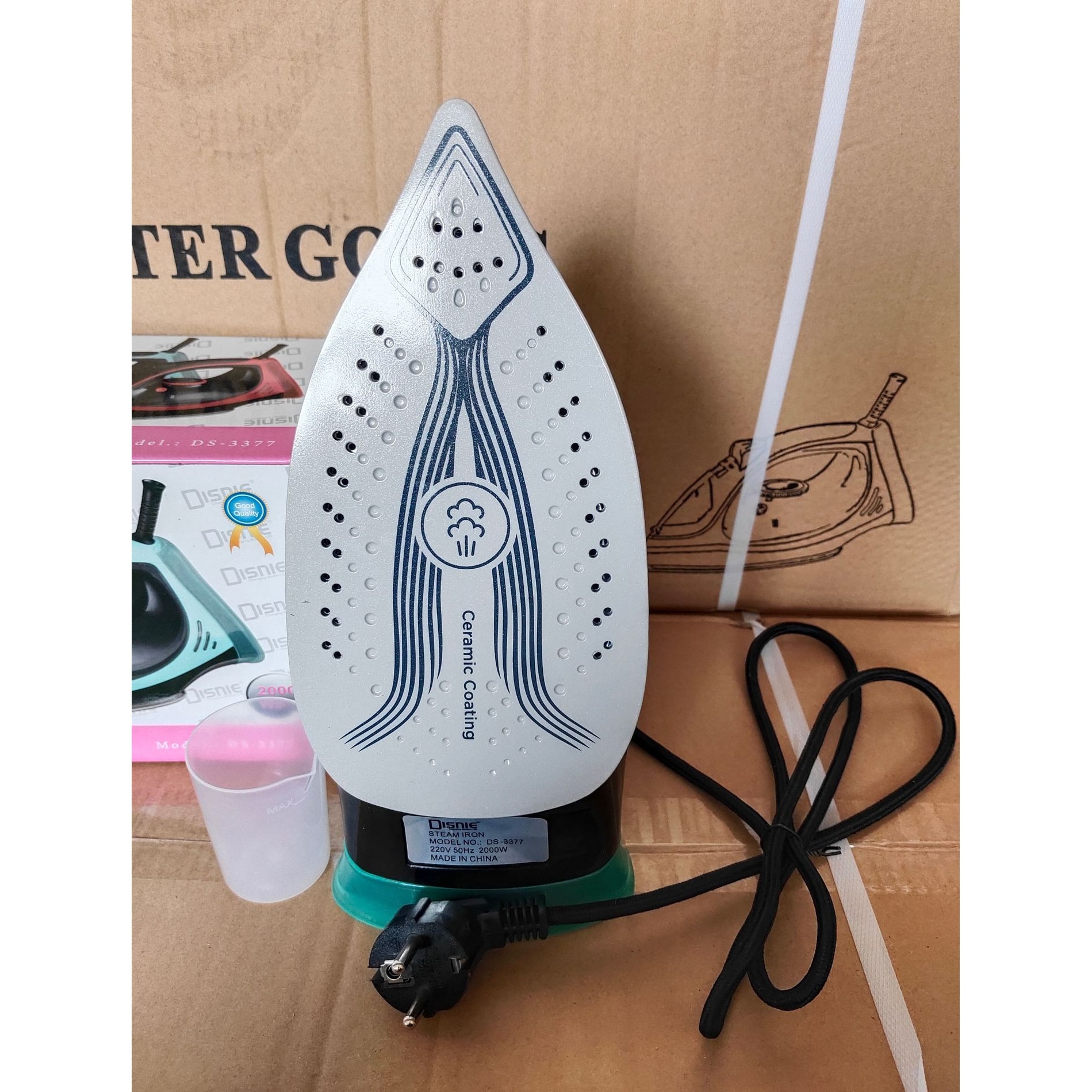 Fier de calcat cu aburi, 2600W, 4 setari temperatura, functie de spray, fier cu abur, albastru/negru