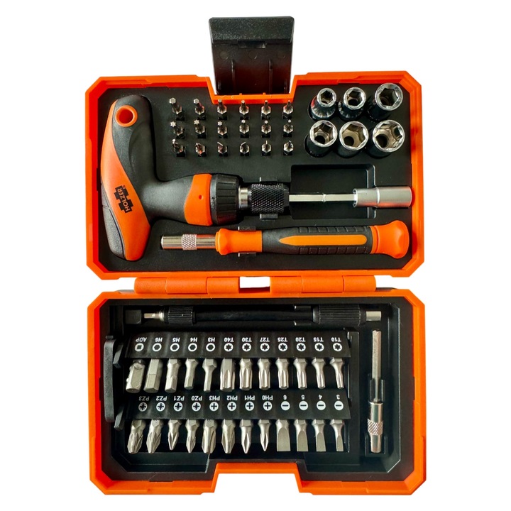 Speciális bitkészlet, professzionális 53 darabos készlet, racsnis hajtókar és hosszabbító, gyakori méretek
