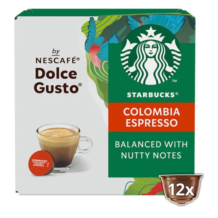 Capsule cafea Nescafé Starbucks Colombia Espresso, 66g, 12 capsule, aromă echilibrată, prăjire medie