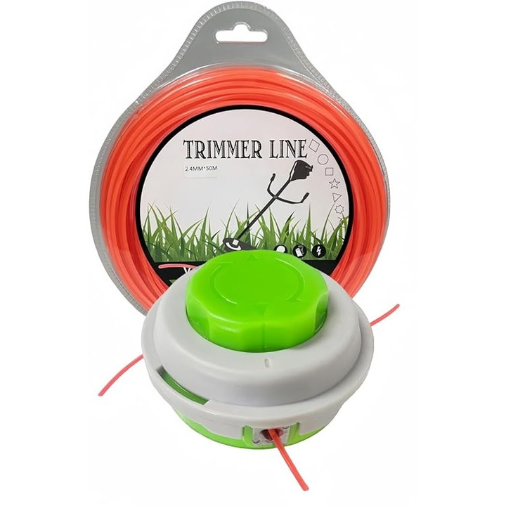 Cap / tambur cu fir pentru trimmer iarba, filet M10x1.25, fir 2.4mmx50m, sistem de alimentare Easy Load & Go