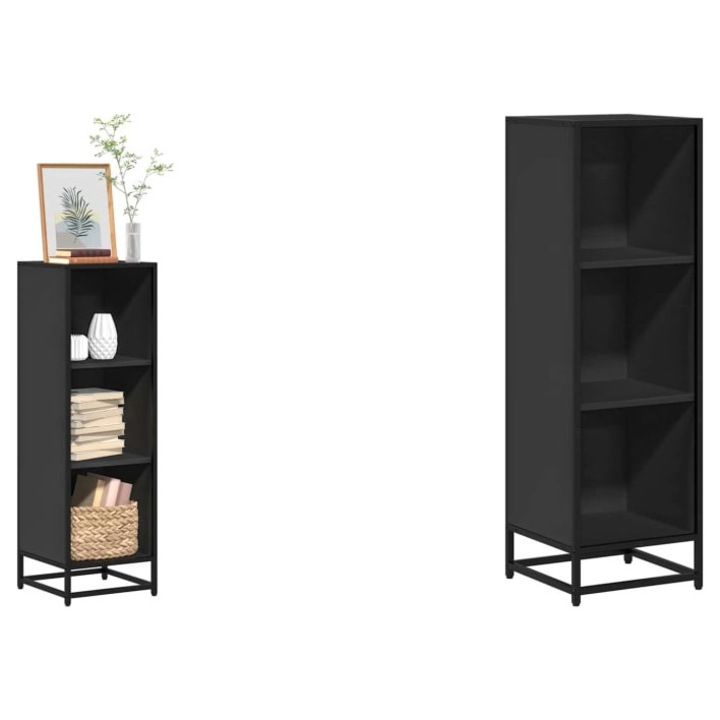 Biblioteca, negru, 33, 5x33x107, 5 cm, lemn prelucrat