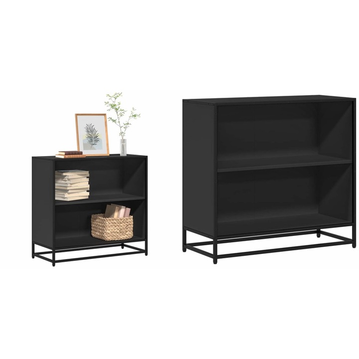 Biblioteca, negru, 80, 5x35x76 cm, lemn prelucrat