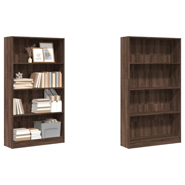 Biblioteca, stejar maro, 80x24x143 cm, lemn prelucrat