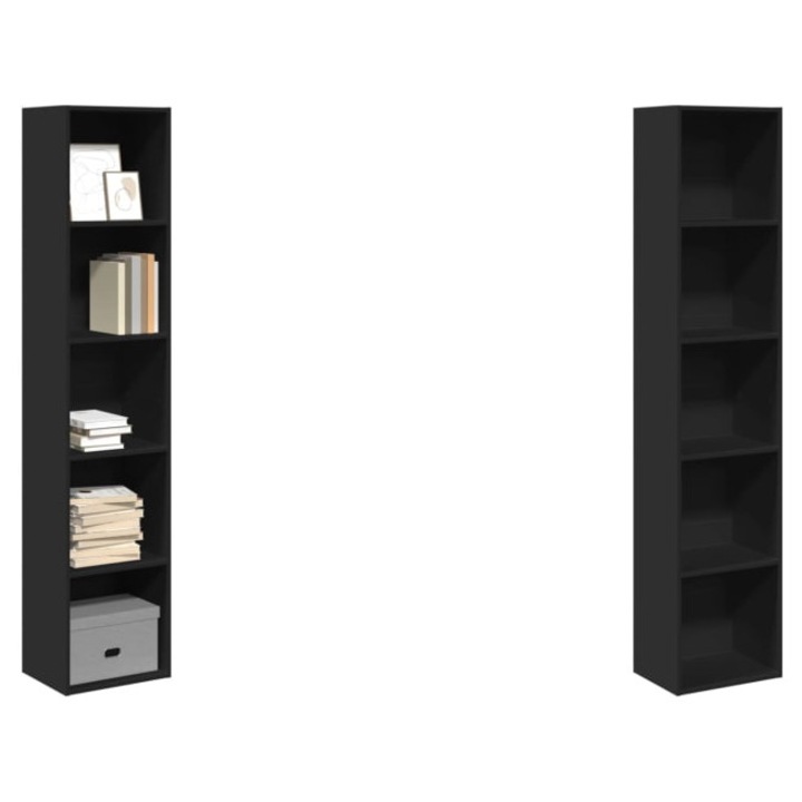 Biblioteca, negru, 40x30x189 cm, lemn prelucrat