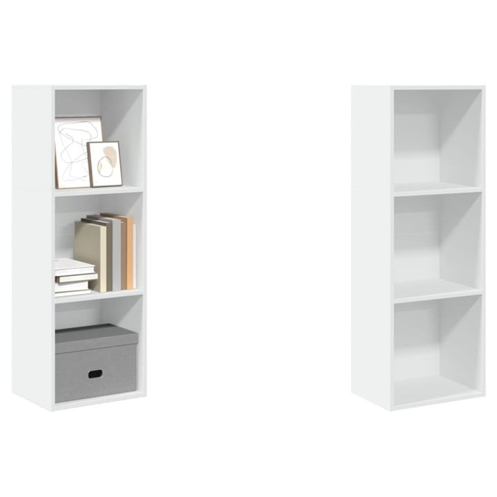 Biblioteca, alb, 40x30x114 cm, lemn prelucrat