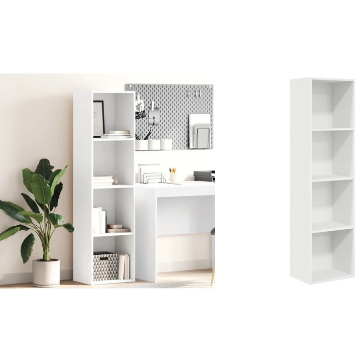 Biblioteca, alb, 40x30x152 cm, lemn prelucrat