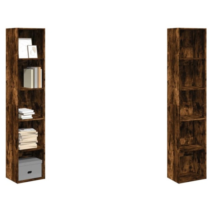 Biblioteca, stejar fumuriu, 40x30x189 cm, lemn prelucrat