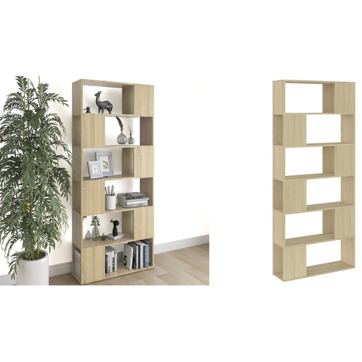 Biblioteca/Separator camera, stejar sonoma, 80x24x186 cm, PAL