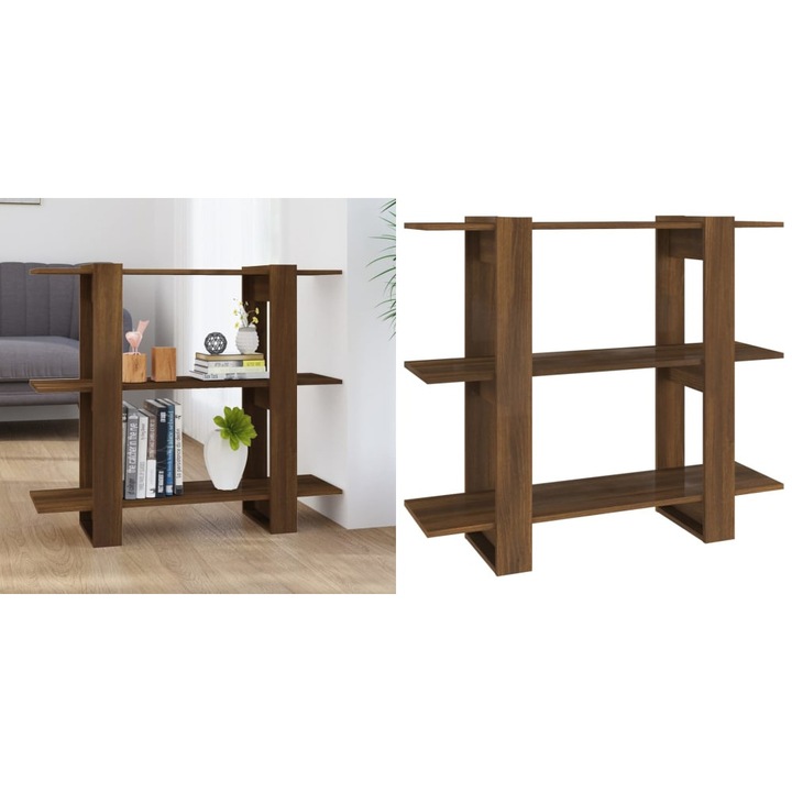 Biblioteca/Separator camera, stejar maro, 100x30x87 cm