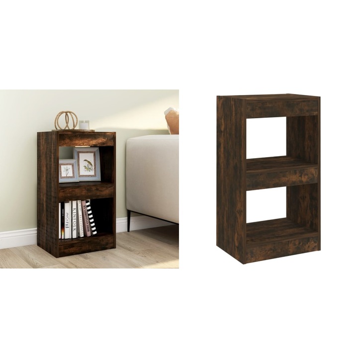 Biblioteca/Separator camera, stejar fumuriu, 40x30x72 cm