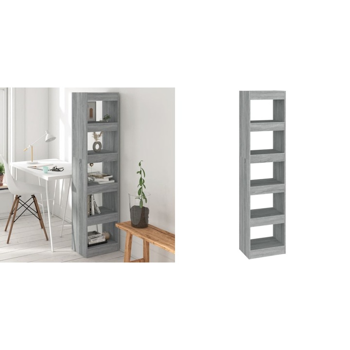 Biblioteca/Separator camera, gri sonoma, 40x30x166 cm