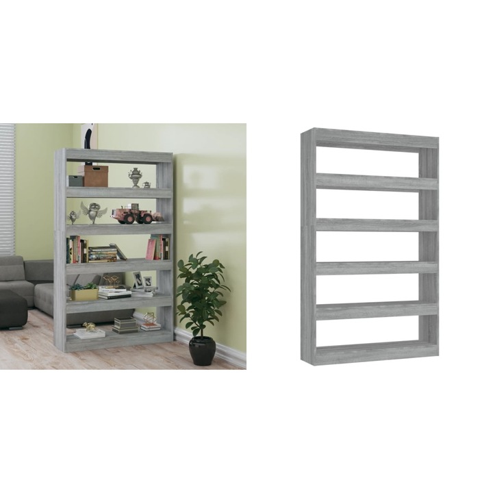 Biblioteca/Separator camera, gri sonoma, 100x30x166 cm