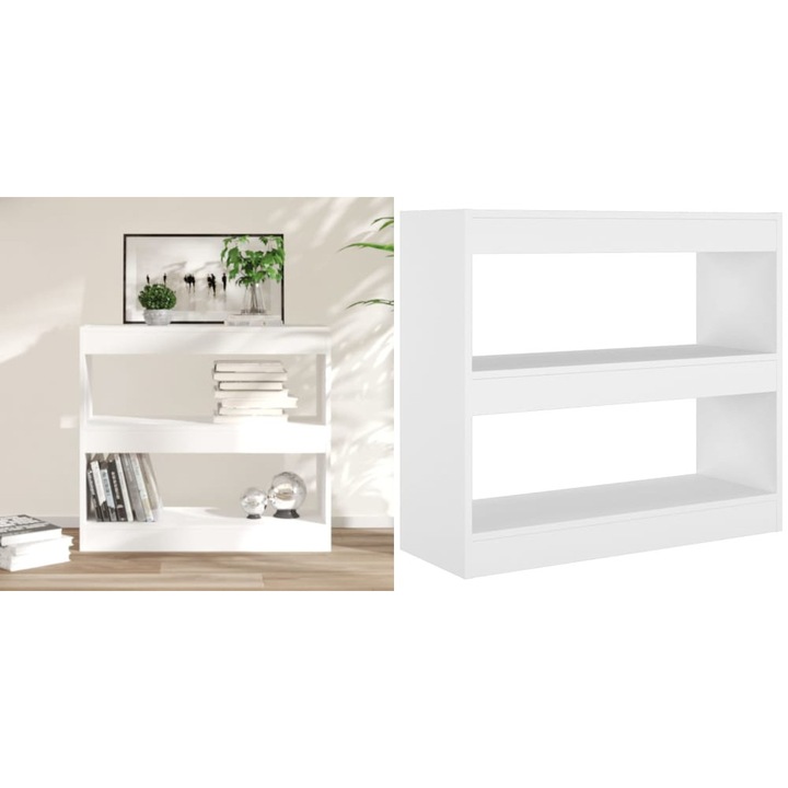 Biblioteca/Separator camera, alb, 80x30x72 cm