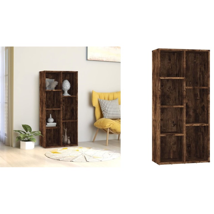 Biblioteca, stejar fumuriu, 50x25x106 cm