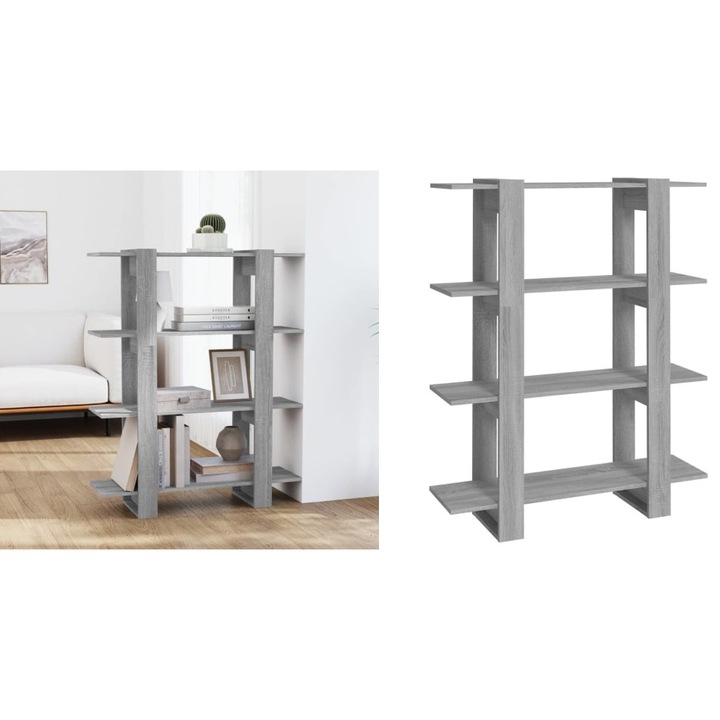 Biblioteca/Separator camera, gri sonoma, 100x30x123, 5 cm