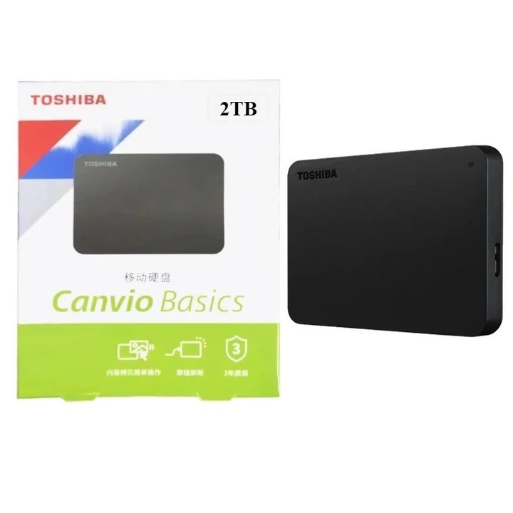 Toshiba A3 HDTB420XK3AA Canvio Basics 2TB външен твърд диск USB 3.0, черен