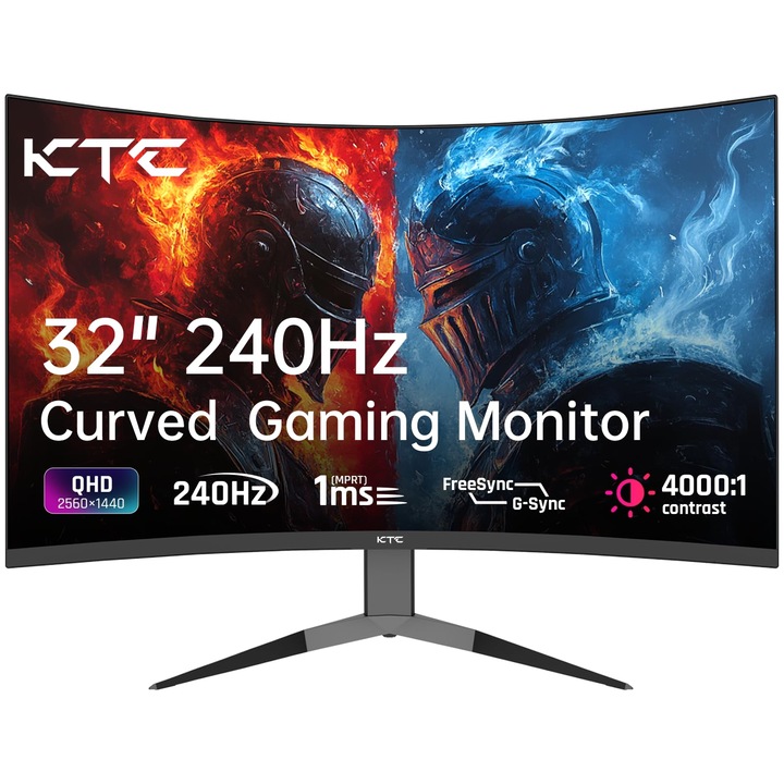Monitor curbăt KTC 32 inch, rezoluție 2K WQHD, 240Hz, 2560x1440p ...