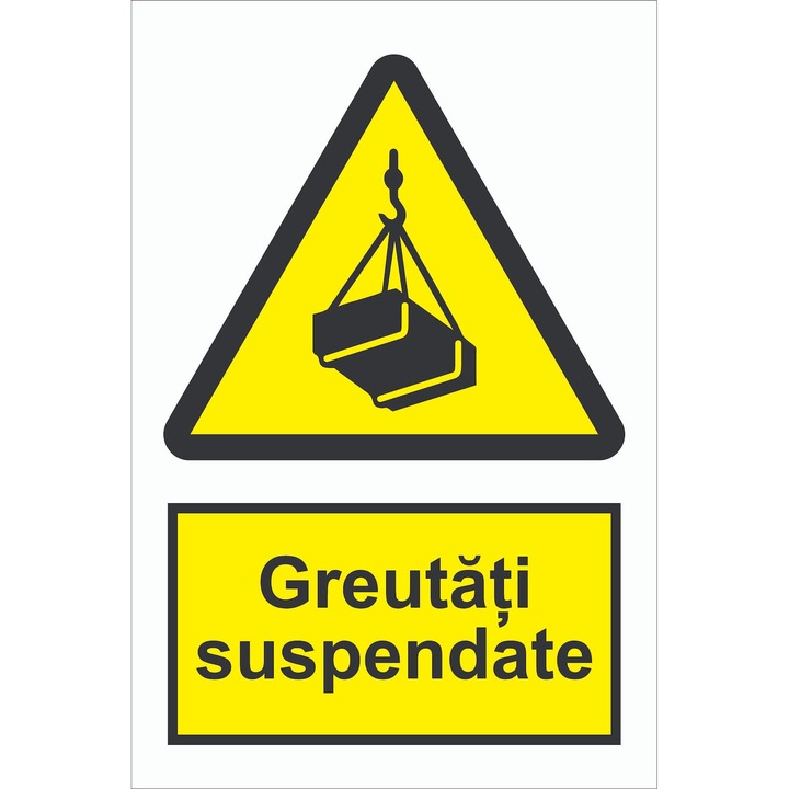 Set 2 indicatoare A5, semnalizare greutăți suspendate, autocolant PVC, 15x20cm