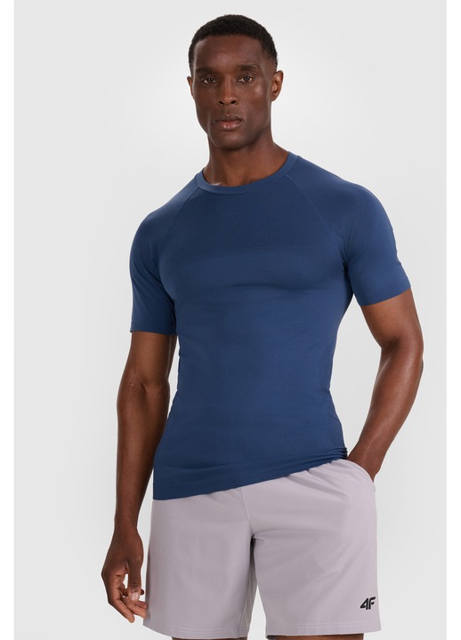 4F Férfi Edzőpóló, Slim Fit, Gyorsan Száradó, Farmerkék, S-XL